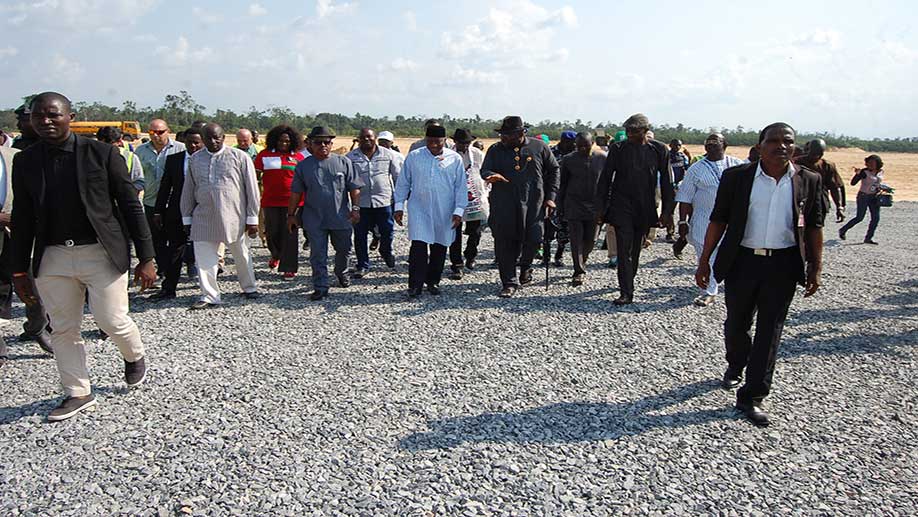 Bayelsa State International Airport site visit by the former president Dr Goodluck Jonathan and the Executive Governor of Bayelsa State Henry Dickson on the 30th of November 2015